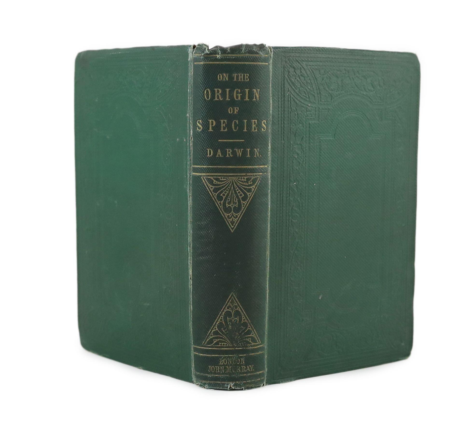 Darwin, Charles - The Origin of Species By Means of Natural Selection... Third Edition, with Additions and Corrections. (Seventh Thousand.), half-title, one folding lithographed plate, 2 pages of advertisements at end, p